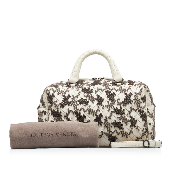 Pre-Loved Bottega Veneta In Mist Intrecciato Flocked Velvet Bouquet Duffel Bag - Picture 12 of 12